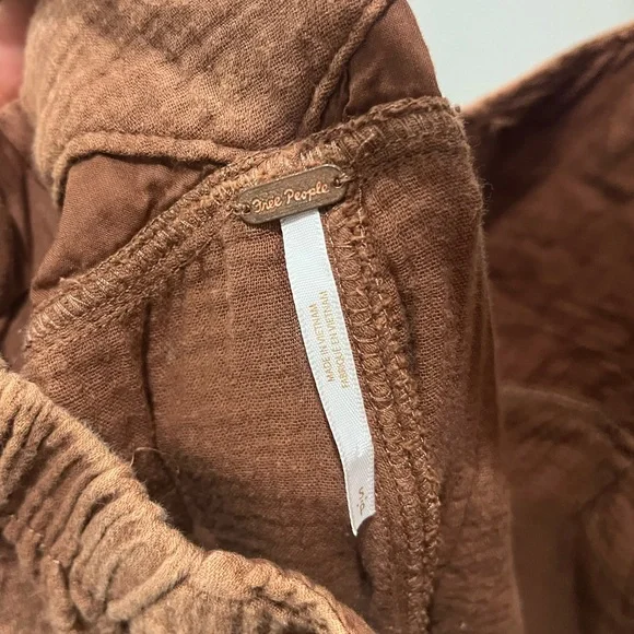 Free People Brown Tie Back Jumpsuit w/ Pockets - Size S - Picture 4 of 4